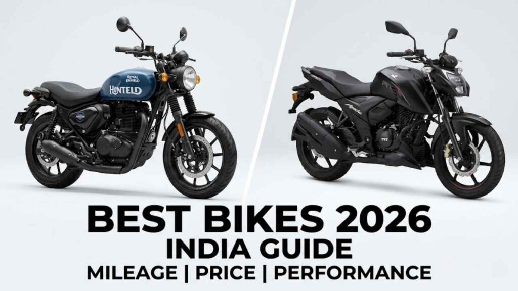 Best Bikes in India 2026 – Mileage, Price & Performance Best bikes in India 2026 showing mileage, price and performance comparison