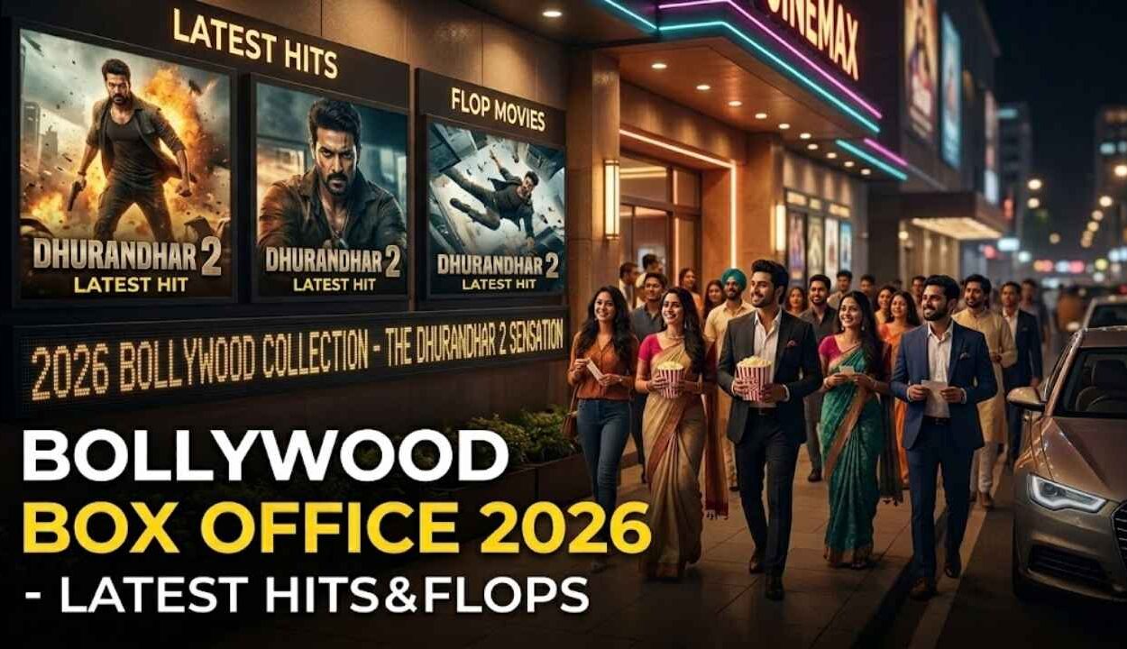 Bollywood 2026 box office collection with movie posters and cinema audience