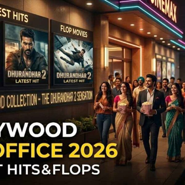 Bollywood 2026 box office collection with movie posters and cinema audience