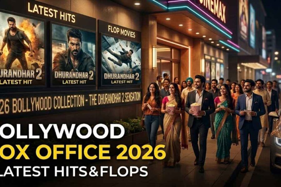 Bollywood 2026 box office collection with movie posters and cinema audience