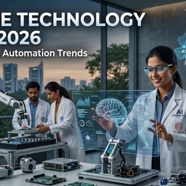 Advanced AI robotics and automation technology setup in India showing smart machines and digital systems