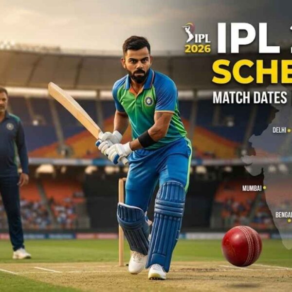 Fans cheering at IPL 2026 cricket match in packed stadium