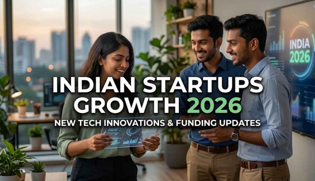 Indian startup ecosystem with tech companies, offices, and innovation hubs