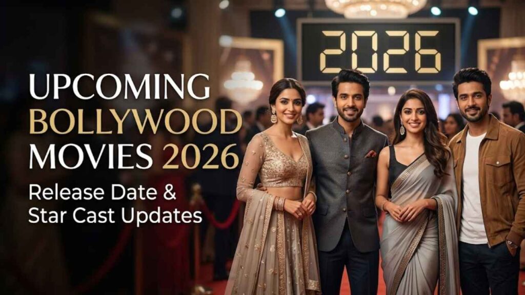 Upcoming Bollywood Movies 2026 – Release Date & Star Cast Updates Bollywood movie sets, actors performing scenes, and film crew working behind the scenes