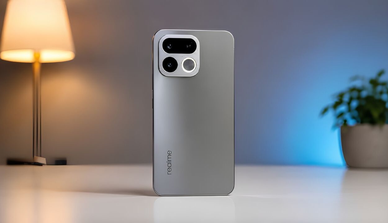 Realme 16T 5G smartphone with massive 8000mAh battery, gaming performance, long battery life, AI camera features, and modern smartphone design.