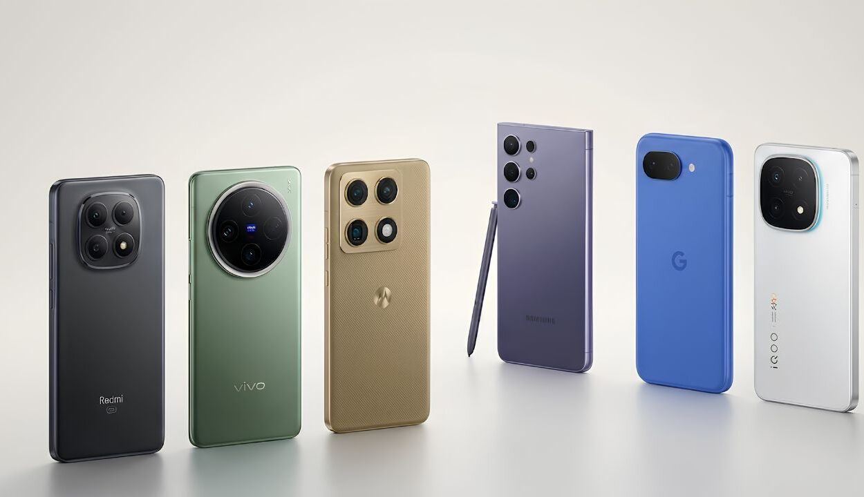 Upcoming smartphones launching in India featuring OnePlus, Xiaomi, Motorola, Samsung, Realme, advanced AI features, 5G connectivity, premium cameras, and innovative technology.