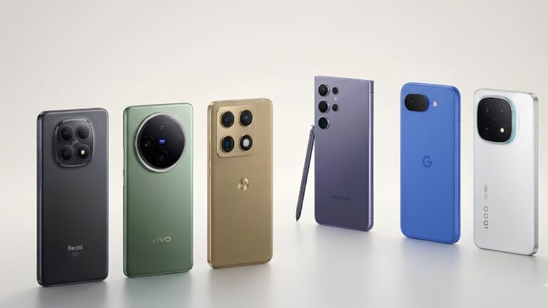Upcoming smartphones launching in India featuring OnePlus, Xiaomi, Motorola, Samsung, Realme, advanced AI features, 5G connectivity, premium cameras, and innovative technology.