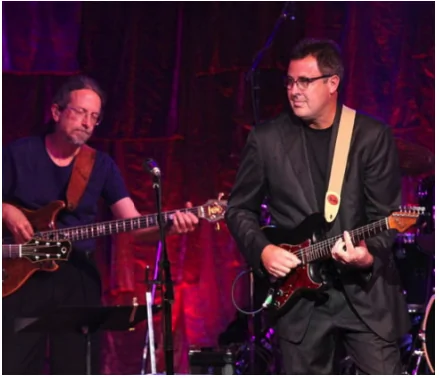 Vince Gill takes the stage after being instructed not to sing about Jesus and shouts out popular gospel songs.