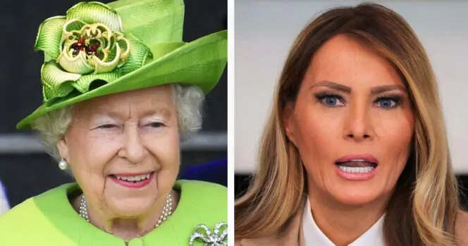 Queen Elizabeth II (left), Melania Trump (right). Credit: Getty Images