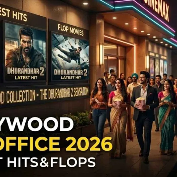 Bollywood 2026 box office collection with movie posters and cinema audience