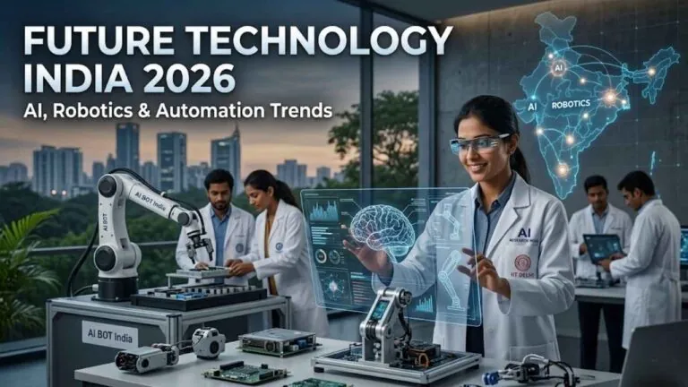 Advanced AI robotics and automation technology setup in India showing smart machines and digital systems